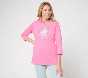 Quacker Factory Birthday Girl 3/4 Sleeve Top