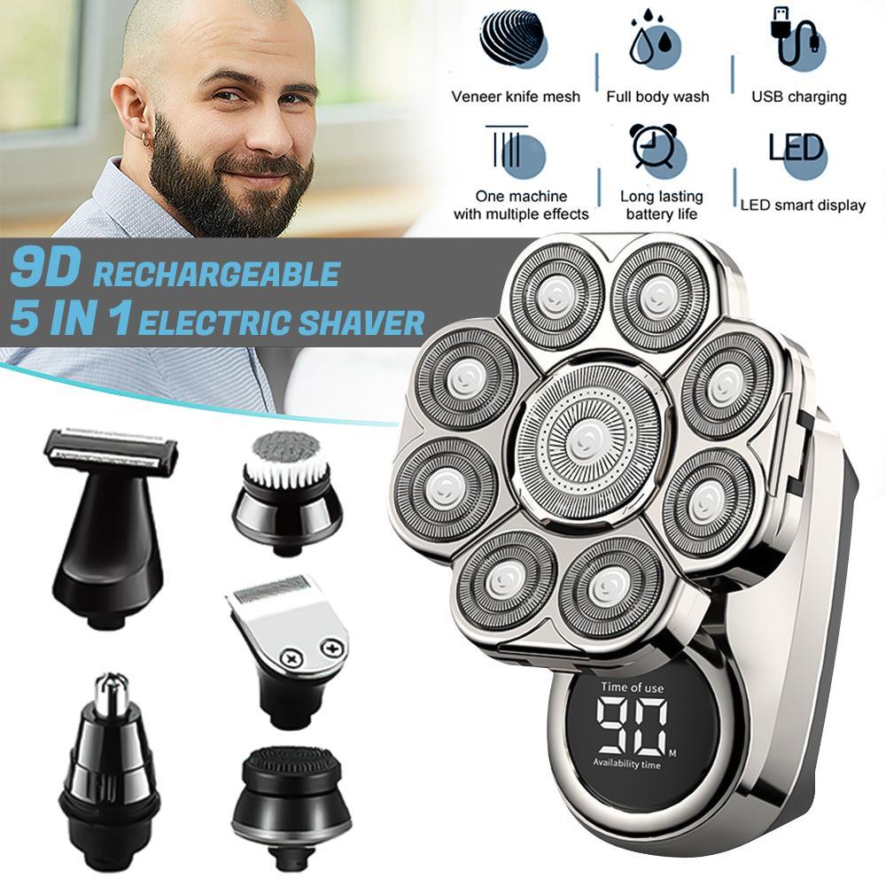 9D Electric Shaver Trimmer Bald Head Razor 6 IN 1 Wet & Dry Men's Grooming Kit, for Home&Travel christmas Gift 9D Electric Shaver Trimmer Bald Head Razor 6 IN 1 Wet & Dry Men's Grooming Kit, for Home&Travel christmas Gift