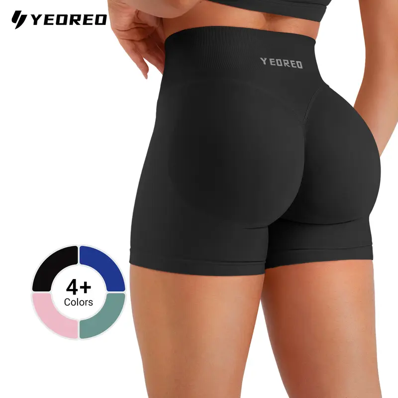 YEOREO Vision Hidden Scrunch Shorts Women's Seamless Butt Lifting Gym Shorts, High Waisted Tummy Control Workout Yoga Shorts