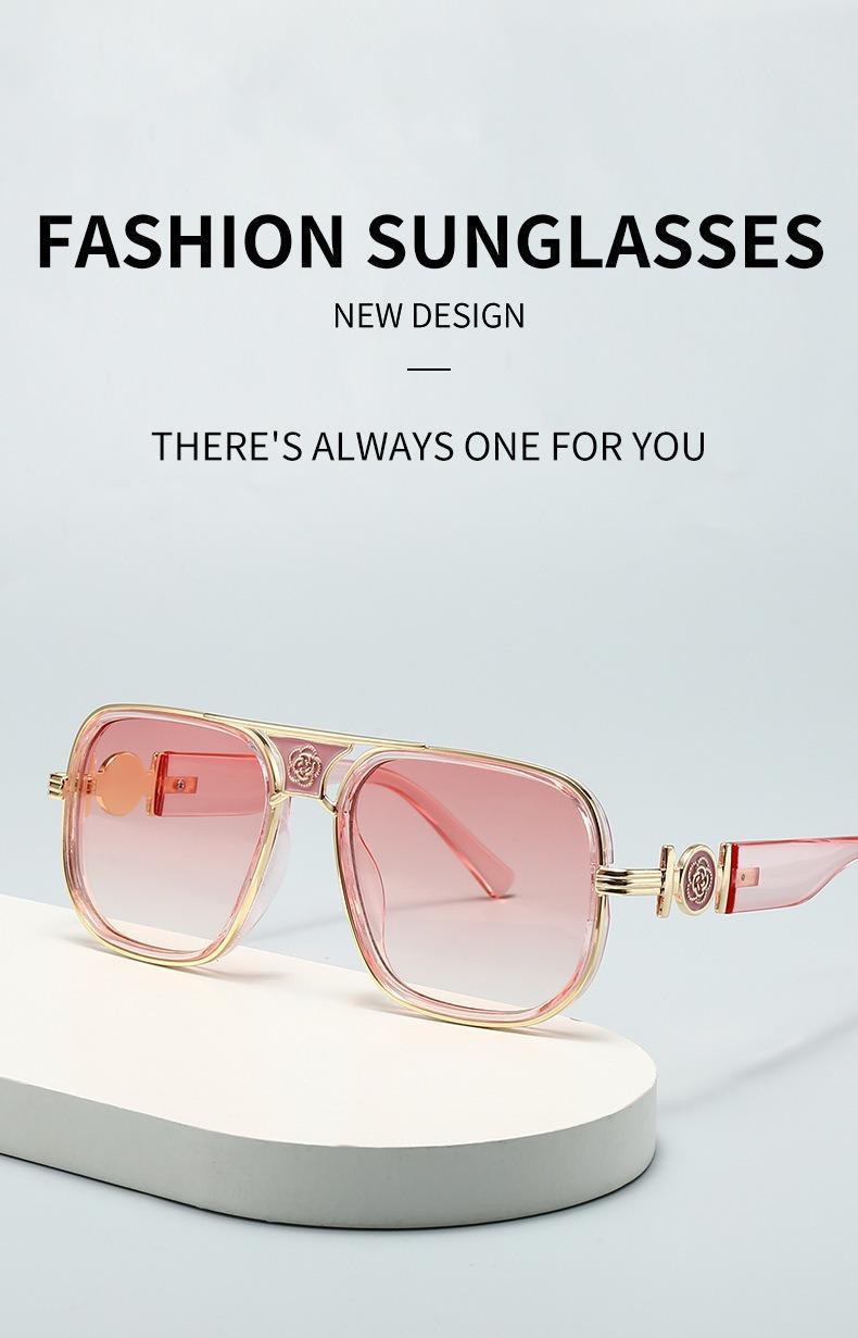 [WishOpen]2026 New Fashionable Luxury Sunglasses European and American Classic Women's Large Frame Metal Frame Casual Luxury Sense Black Frame