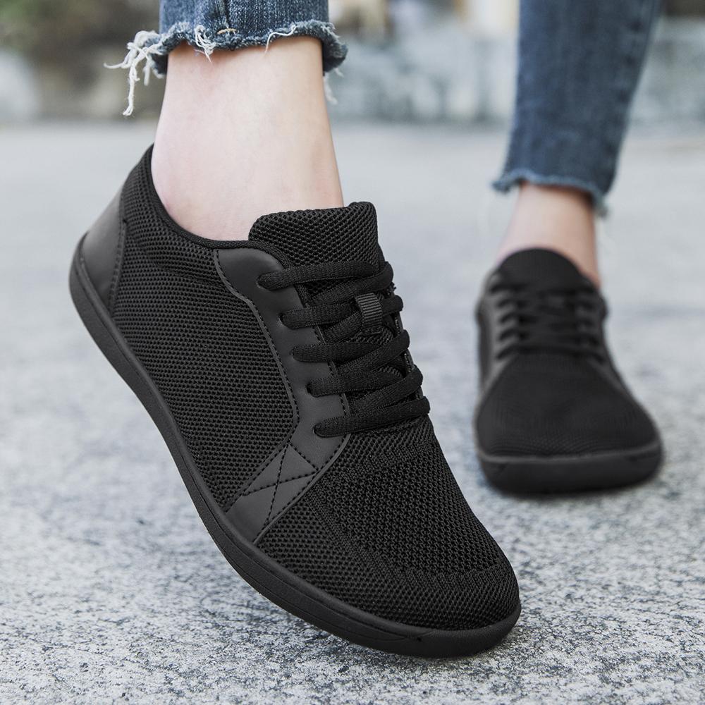 Women's Barefoot Style Slip On Sneakers with Wide Toe Box Zero Drop Sole Non Slip Lightweight Breathable Fabric Low Top Casual Trainers Perfect for Beach Outdoor Activities Walking Running