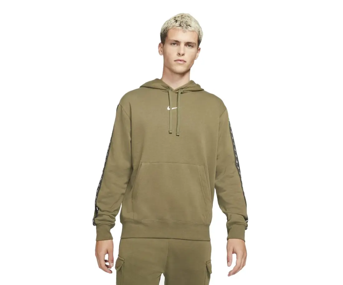 NIKE Hoodie for Men, Repeat Fleece Pullover Sweatshirt, Long Sleeve Activewear Top for Sports & Outdoor, Sweatshirts, Menswear, Tops, Active Fit, Fleece Fabric, Hooded Neck