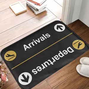 Airport Arrivals Departures Doormat  Modern Travel Icon Print Design  Non Slip Durable Washable Floor Mat  Perfect for Entryway Home Office Gift Decoration