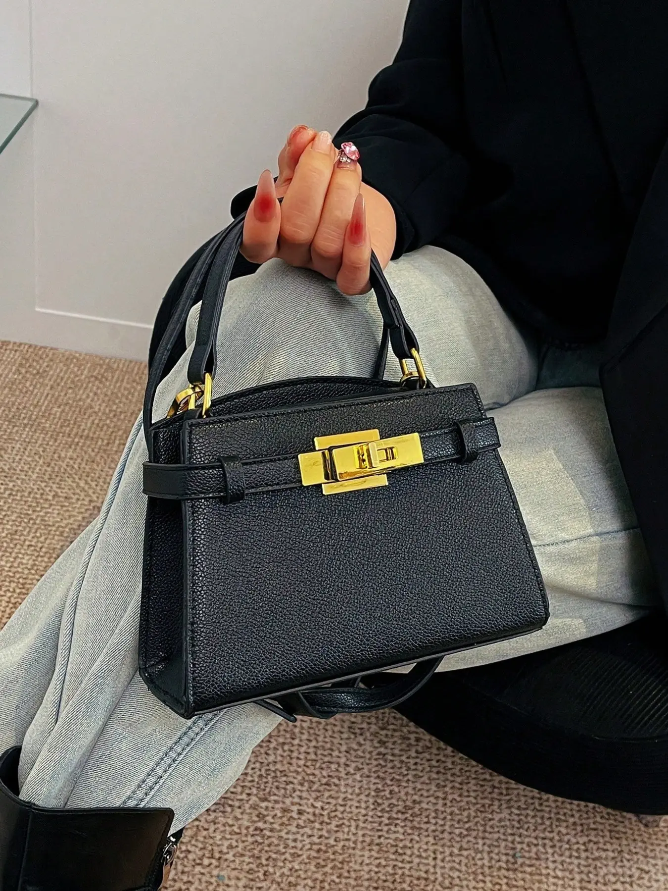 Fashionable Solid Color Pebbled Faux Leather Women's Handbag, Fashionable Casual Bag, Simple Strap Adjustable Shoulder Strap Purse, Durable PU Material Crossbody Bag, Magnetic Buckle Closure Multifunctional Lightweight Messenger Bag
