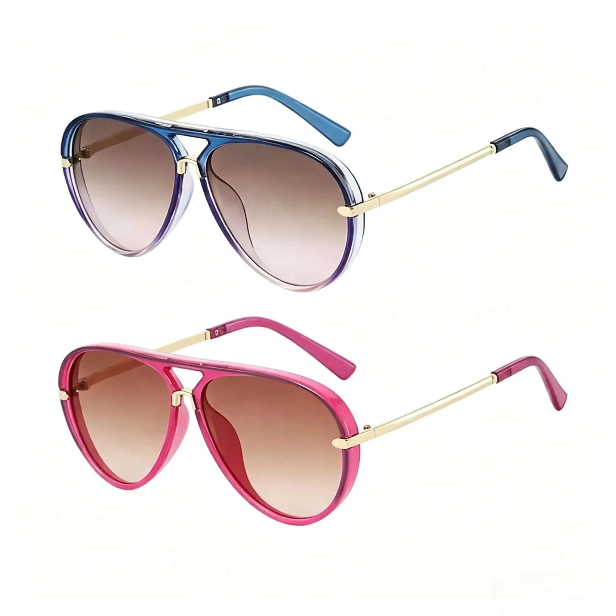 Women’s Retro Aviator Sunglasses - Lightweight Trendy Gradient Lens Eyewear for Casual Streetwear, Outdoor Travel