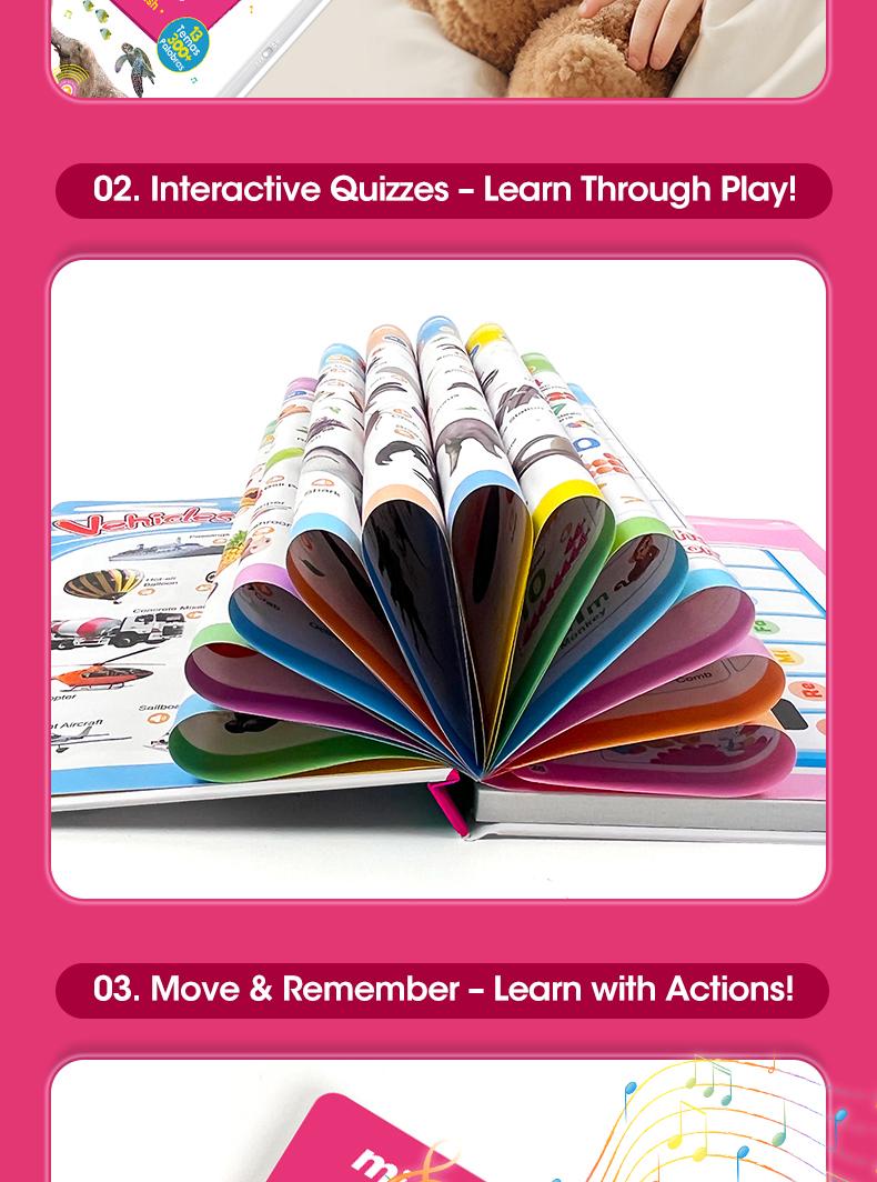 Interactive Talking Sound Picture Book for Kids , Spanish & English Bilingual, 300+ Words15 Themes6 Songs Q&A Learning Games, Screen-Free Preschool Educational Toy for Toddlers, Early Learning at Home & Travel, Valentines Day Gifts for Kids Animals