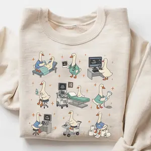 [ Ship From US ] Printed Sonography Tech Silly Goose Sweatshirt, Ultrasound Tech Gift, RDMS Sweatshirt, Sonographer Graduation Gift, OBGYN Nurse Ultrasound Sweater