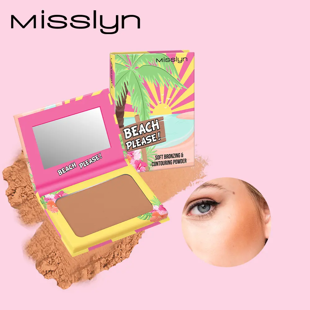 BEACH PLEASE! Bronzing & Contouring Powder | Matte Powder Bronzer | Matte, Soft, Long-Lasting, Smooth & Blendable with Mirror - Bronzer Makeup - Misslyn
