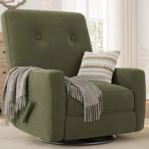 Green Recliner Chairs, Swivel Rocker Recliner, Glider Recliner Nursery Chair, 360 Swivel Glider Rocking Chair for Living Room, Bedroom, Office, RV, Small Spaces, Corduroy