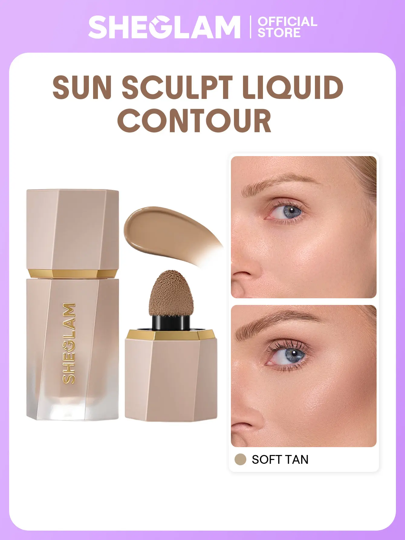 SHEGLAM Sun Sculpt Liquid Contour Lightweight Cream Bronzer Natural Sculpting Effect Buildable Blendable Long Lasting Smooth Matte Finish