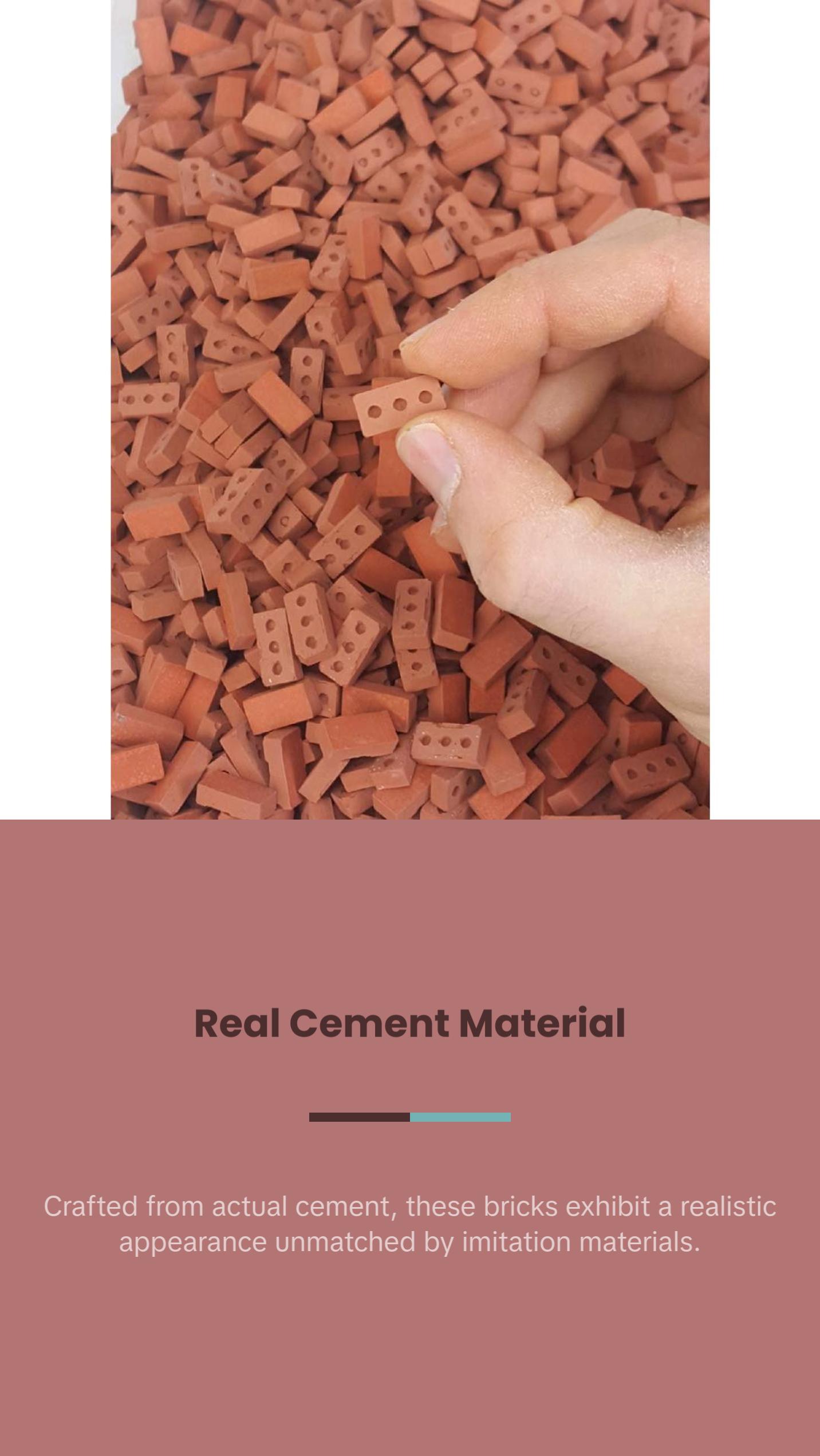 1/12 Scale Real Mini Cement Red Bricks – Dollhouse Masonry Bricks for Diorama, Model Train Layout, Mini Construction Projects, Mini Building Supplies – Handmade Small Batch USA