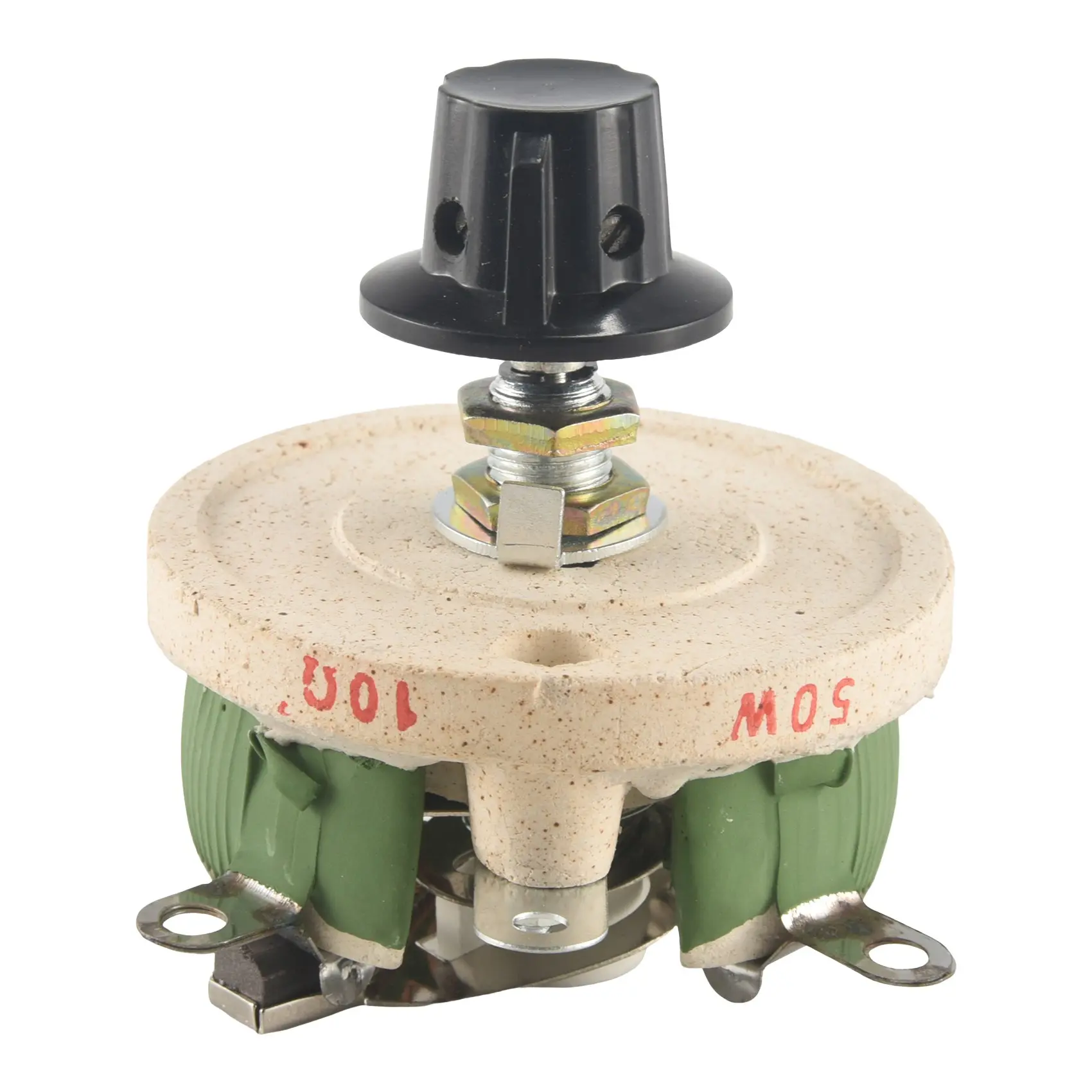50W 10 Ohm Ceramic Potentiometer Variable Taper Pot Resistor Rheostat with 9.5Mm/ 0.37"" Spec, Toroidal Coil for Automotive & Motorcycle Car Interior Fans, Arc Lamps, Model Trains