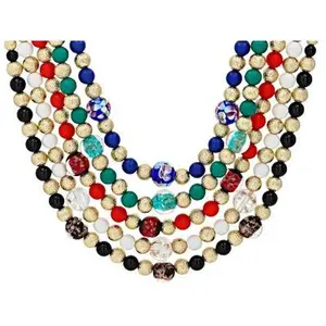 Multi-Color Murano Inspired Glass Gold Tone Set of 5 Necklaces