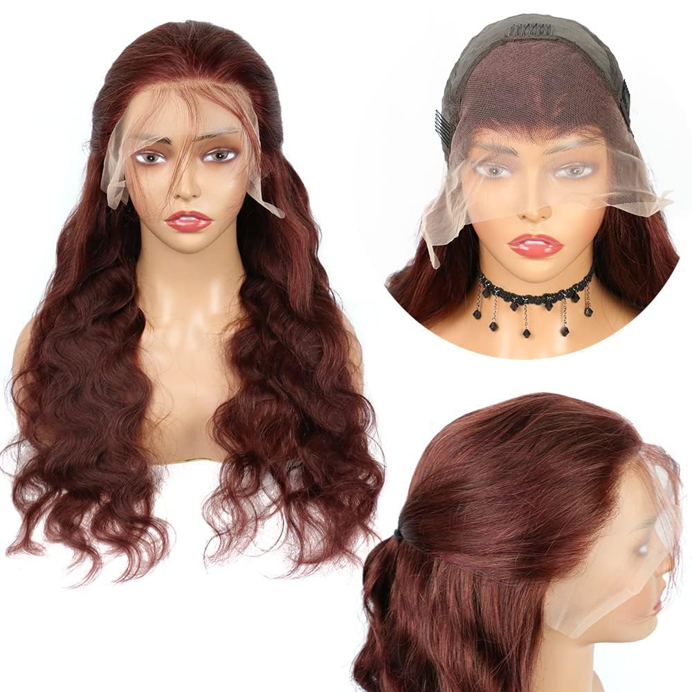 Dark Reddish Brown Wigs Lace Front Wigs Human Hair 13X4 HD Lace Front Wigs Human Hair 200 Density Body Wave Frontal Wigs Human Hair with Baby Hair Glueless Wig Auburn Colored Wigs 33# Dark Reddish Brown Wigs Lace Front Wigs Human Hair 13X4 HD Lace Front Wigs Human Hair 200 Density Body Wave Frontal Wigs Human Hair with Baby Hair Glueless Wig Auburn Colored Wigs 33#