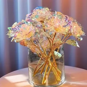 Rainbow Gold-Plated Artificial Roses – 10-Pack Decorative Flowers Gift for Birthday & Mother’s Day