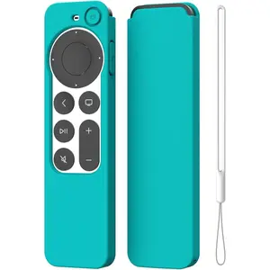 K TOMOTO Compatible with Apple TV 4K Siri Remote Case 2021, Silky-Soft Anti-Slip Protective Silicone Cover for Siri Remote Control 2Nd Generation [Lanyard Included], Teal