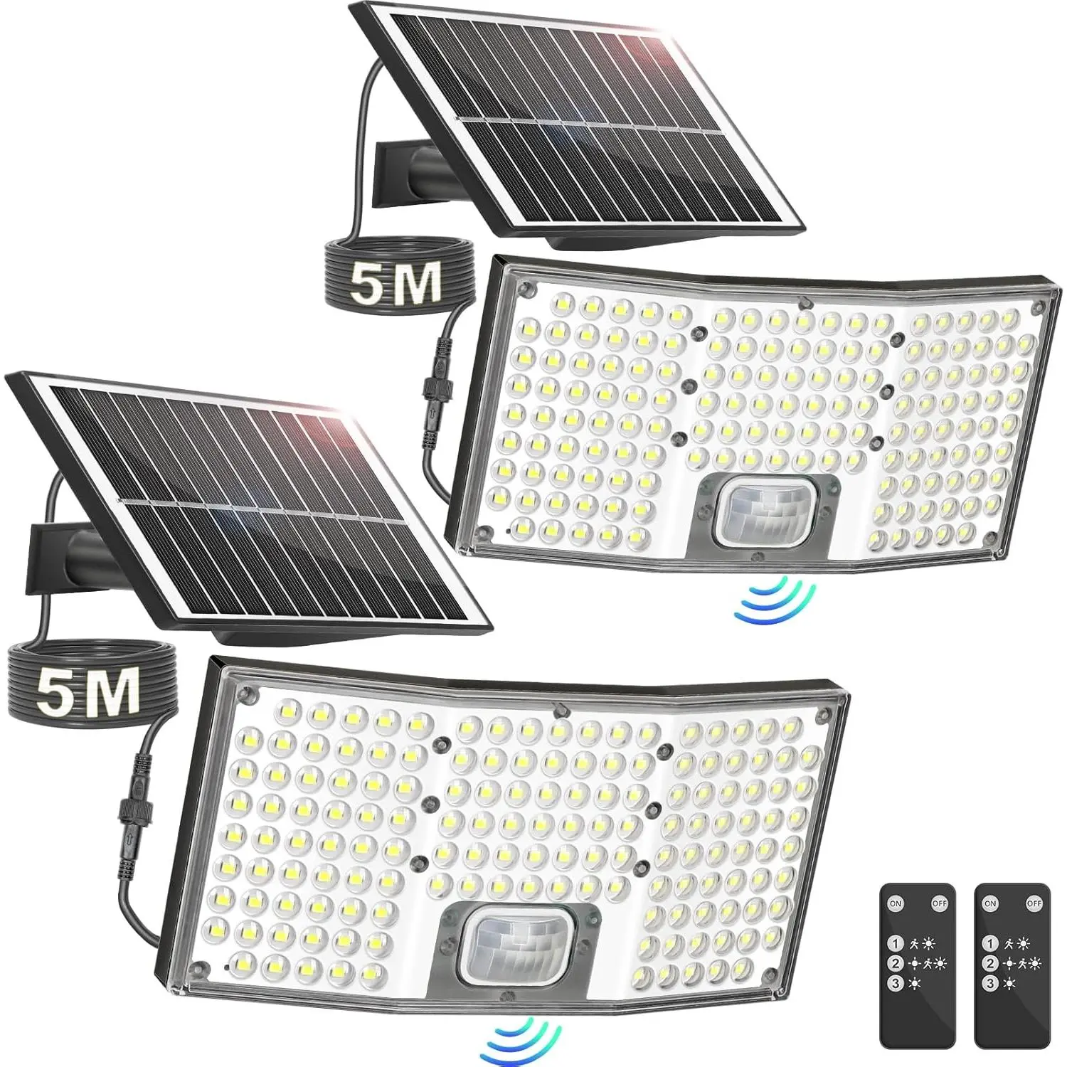 MATULSA 4/2 Pcs  Solar Motion Sensor Lights, LED Solar Flood Lights with Remote, 4000LM Dusk to Dawn Security Lights Separate Panel, 3 Modes/IP65/16.4FT Cable Outside Lighting for Yard Garage #SummerVibes