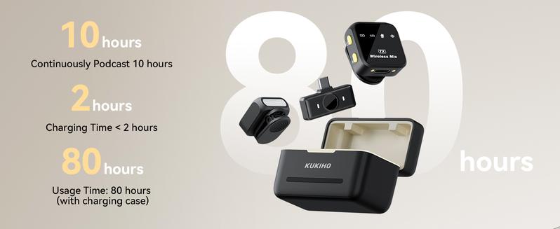 KUKIHO Wireless Lavalier Microphone for iPhone iPad Android With Charging Case Audio Smartphone