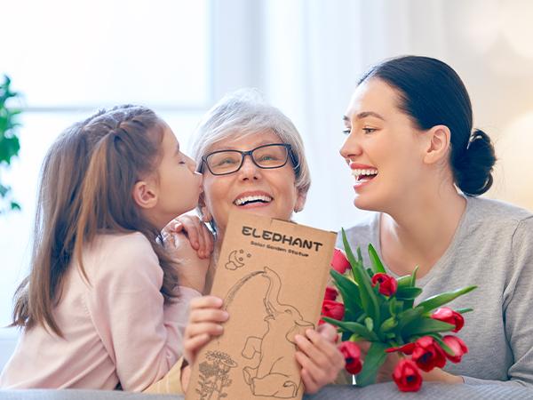 【Spring Glow Up】GIGALUMI Statue Garden Decor Elephant/Turtle/Squirrel/Dragon/Dinosaur/Angel/Bunny Figurine Solar Powered LED Lights, Solar Light Outdoor, garden accessories, backyard lights,  Birthday Gifts, Decor for Garden, Patio, Yard