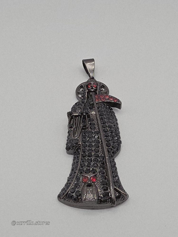 THE GRIM REAPER/La Santa Muerte fashion pendant gold-plated black color 3"inches NO CHAIN Bladenecklace Rhinestone Decor Charm Rhinestone Decor Cross