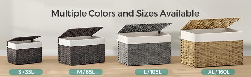 SONGMICS HOME Storage Basket with Lid, Foldable, Removable Liner, Metal Frame, Ideal for Bedroom & Laundry Room, Woven Design