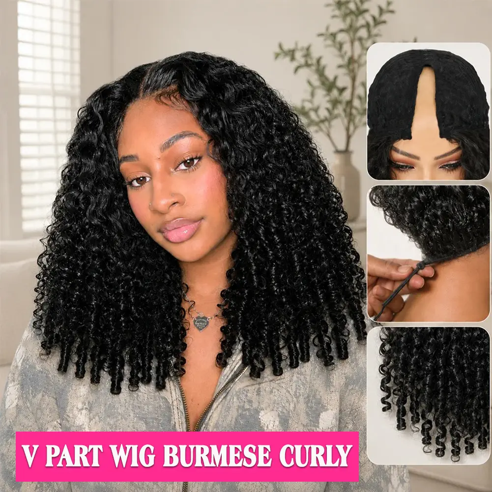 V Part Wig Burmese Curly