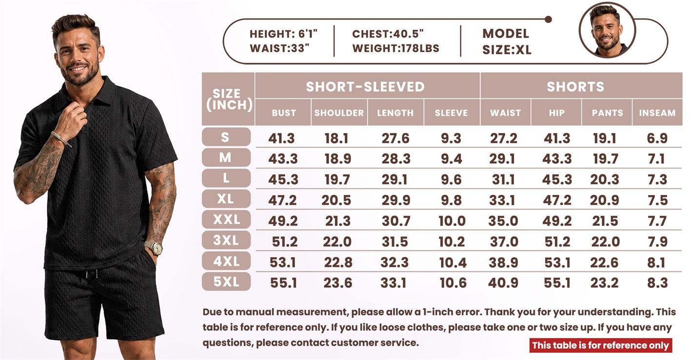 Trending Men’s Polo & Shorts Set, Jacquard Texture Summer Outfit, Lightweight Breathable Sport Set, Streetwear Matching Set
