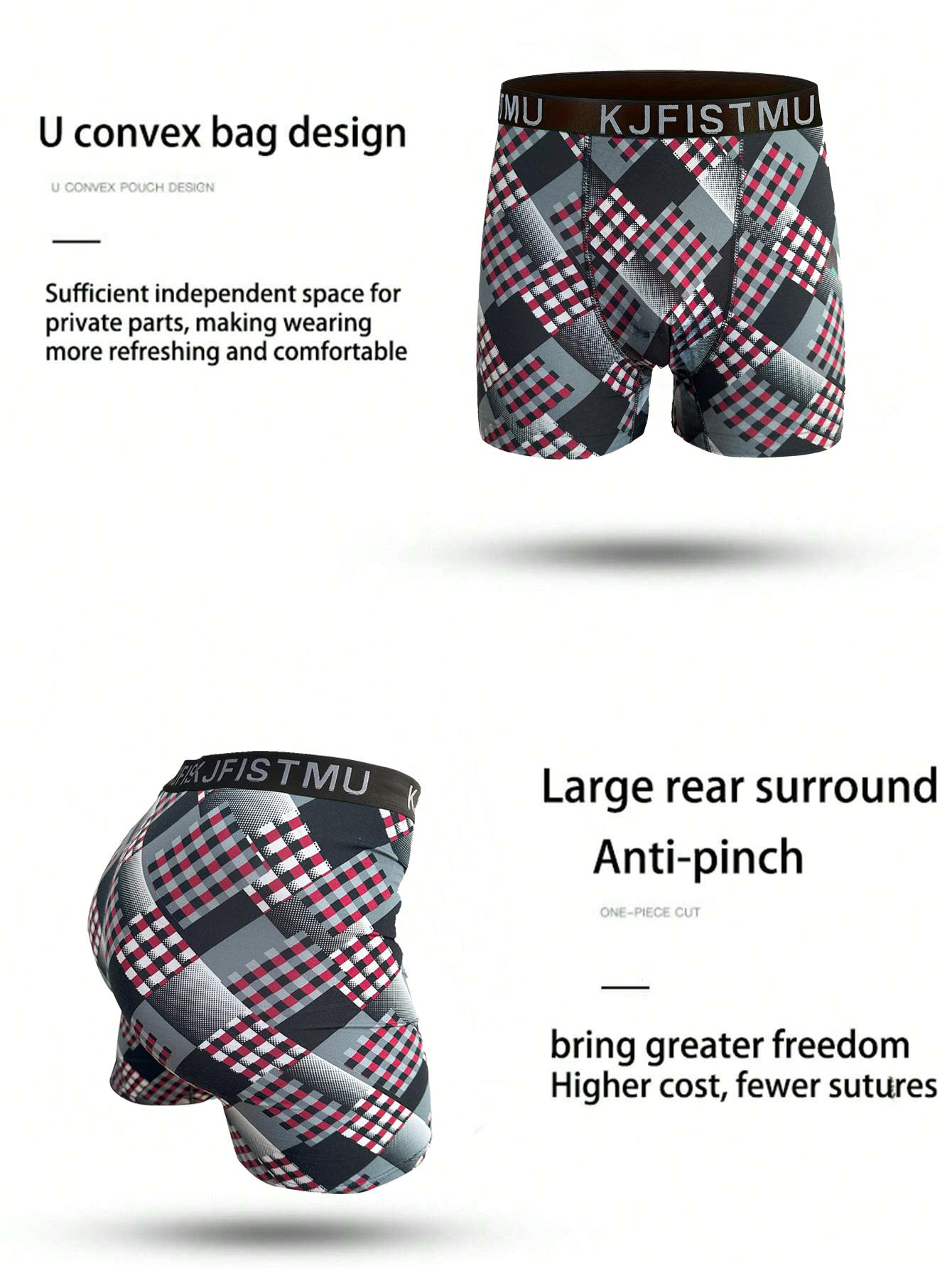 [Quick Dry Boxer Briefs] 4pcs Men's Boxer Briefs - Comfortable Fit, Breathable And Quick Dry, Fashion Print Graffiti Sports Menswear Mixed Color Socks Operator Street Style Underwear Outfit