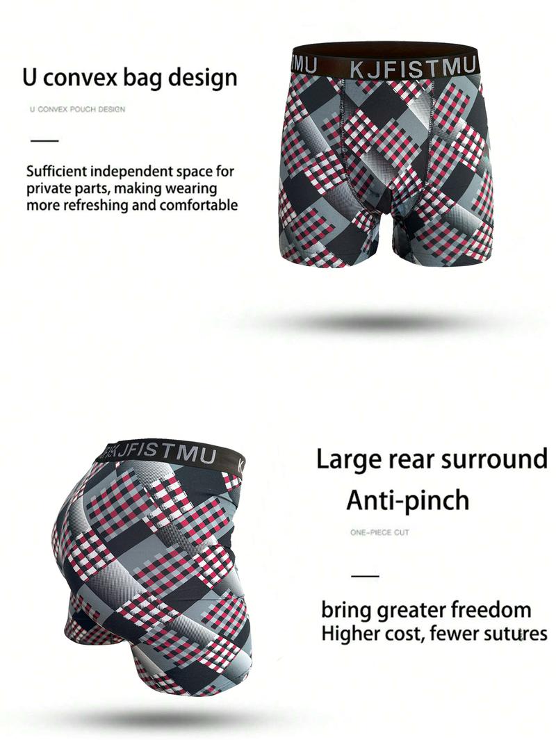 [Quick Dry Boxer Briefs] 4pcs Men's Boxer Briefs - Comfortable Fit, Breathable And Quick Dry, Fashion Print Graffiti Sports Menswear Mixed Color Socks Operator Street Style Underwear Outfit