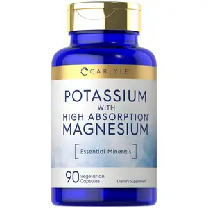 Carlyle Potassium Magnesium Supplement | 90 Capsules | High Absorption | Vegetarian, Non-GMO & Gluten Free