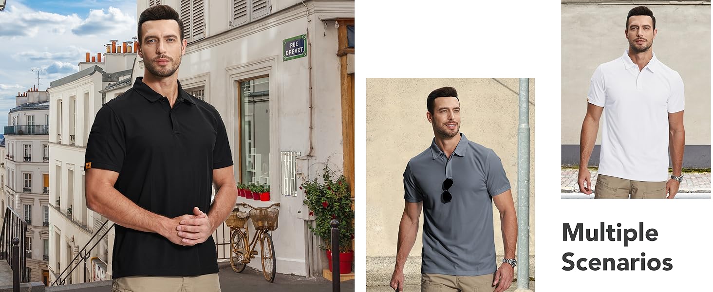 ZITY Mens 2 Pack Polo Shirts Short Sleeve Performance Sports Golf Shirt for Men Tactical Style Versatile for Golf Casual Wear
