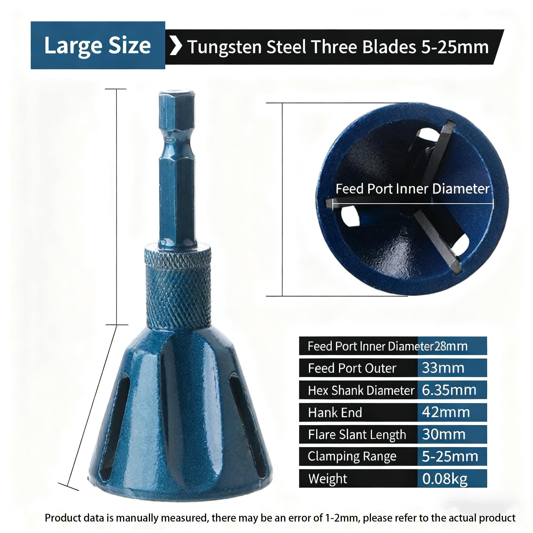 Hex Deburring External Chamfer Tool Tungsten Carbide Drill Bit Attachment for Bolt Repair Deburring and Repairing Damaged Threads Range 3-20mm 1/4 Inch Hex Shank Suitable for Drill Drivers Hardware Tools