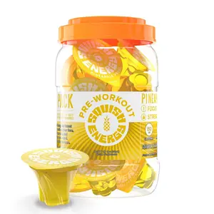 Squish Performance Squish Energy SOUR Preworkout Jellie Shot Pineapple Flavor 12 Pack with Caffeine Citrulline Alpha-GPC & Beta Alanine Plant Based Gelatin Energy Shots