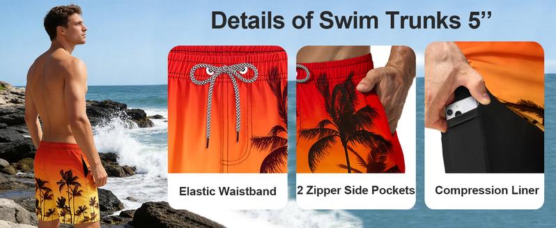 APTRO Mens Swim Trunks with Compression Liner 5 Inch Board Shorts 2 in 1 Swimwear Zipper Pockets Quick Dry 100% Polyester for All-Day Comfort Activewear APTRO Mens Swim Trunks with Compression Liner 5 Inch Board Shorts 2 in 1 Swimwear Zipper Pockets Quick Dry 100% Polyester for All-Day Comfort Activewear