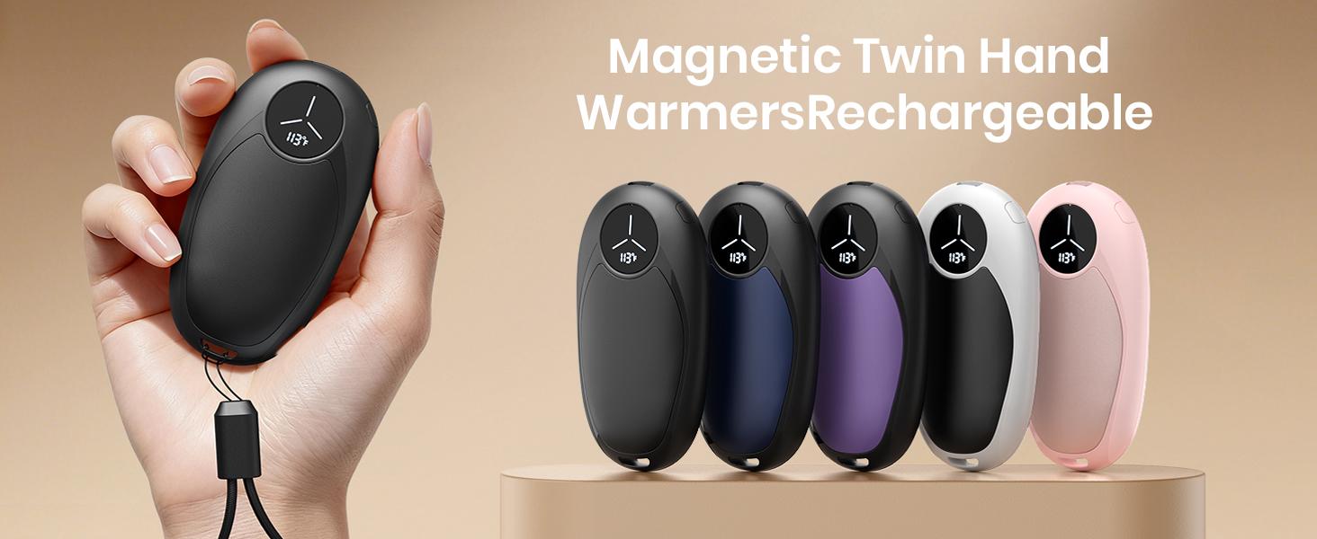 Hand Warmers Rechargeable 2 Pack Electric Hand Warmer Magnetic Ultrathin Portable for Men Women Christmas Hiking Golf Hunting Accessories