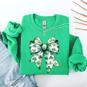Coquette St Patrick's Day Sweatshirt, Coquette St Patty's Day Shirt, Lucky Shamrock Sweatshirt, St Patricks Coquette Shirt,Lucky Charm Shirt - LORA ATCHER