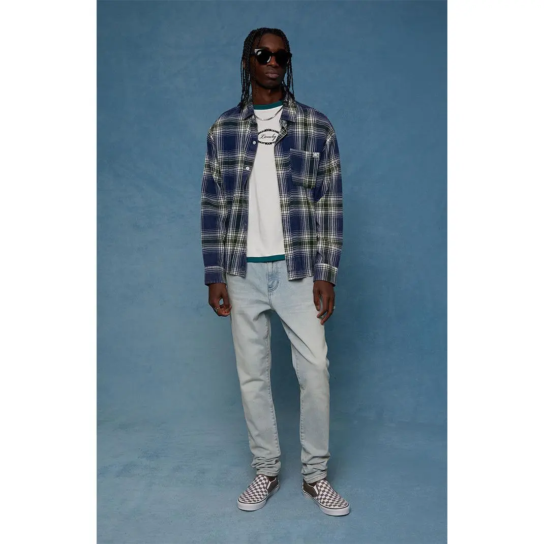 Pacsun Men's Bryce Stacked Skinny Jeans Stretch Light Indigo Pacsun Men's Bryce Stacked Skinny Jeans Stretch Light Indigo