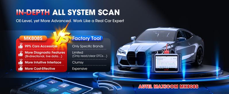Autel Scanner MaxiCOM MK808S Car Diagnostic Scan Tool Bi-directional All Systems Diagnosis 28+ Services Active Test