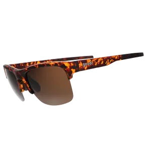 goodr Country Club Crasher Large Size (Flex G) Translucent Brown Frame with Brown Lens, UV400, No Slip No Bounce No Tangle