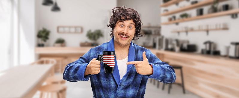 Pukomc Black Cool Revolver Ceramic Mug with Wooden Handle - Perfect Birthday or Retirement Surprise 16 oz (Flag)Drinkware, Coffee&Tea&Water Cup Washable Tumbler Reuse Reusable