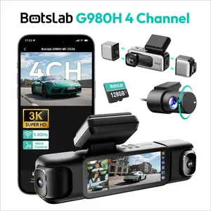 Botslab 3K 4 Channel Dash Cam with 3.18” Touch Screen, 24/7 Parking Mode, Built-in GPS, 5.8G WiFi, Night Vision, Voice Control, 128GB Card, Rear Camera Monitor
