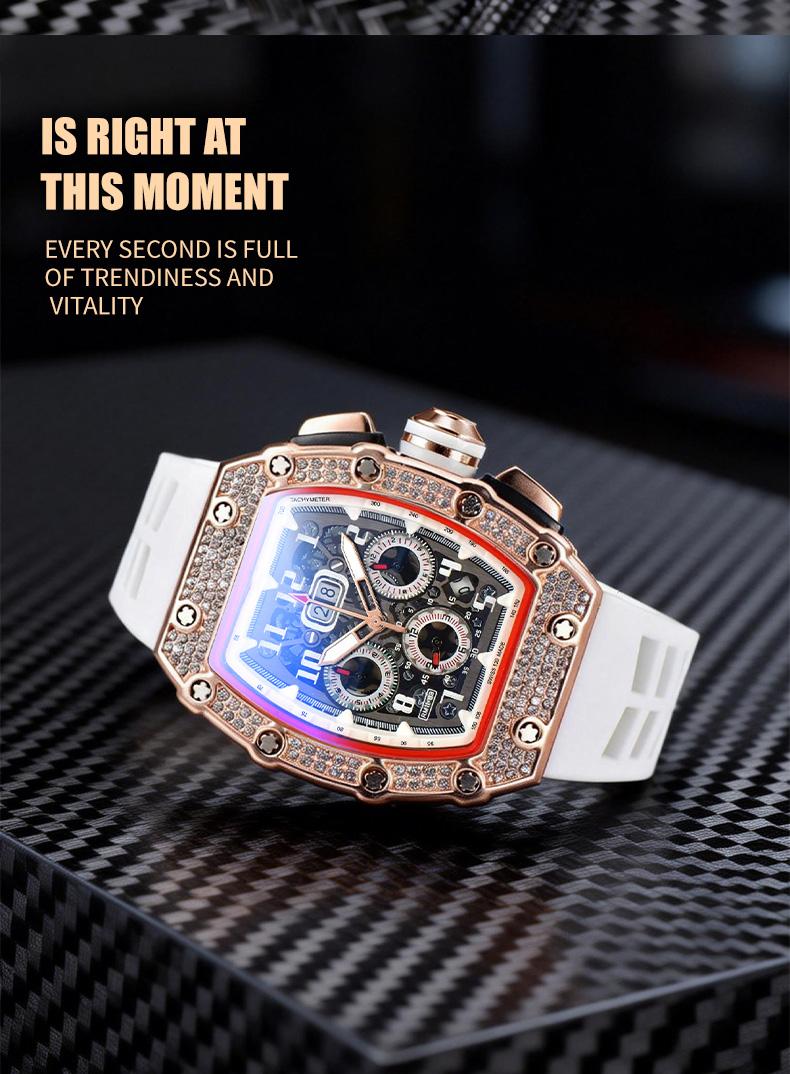 Men's Luxury barrel-shaped watch​ Rhinestone Embellished Watch IncludedFashion Timeless ClassicWatch Flash Sale -Fashionable itis elegant, Water-Resistant Watch – Perfect for Any Occasion​ durable, and the perfect choice foreverydaywear. with Gift Box