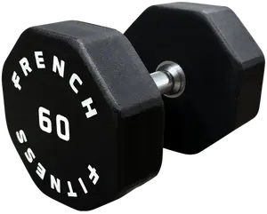 French Fitness Urethane 8 Sided Hex Dumbbell 60 lbs - Single (New)