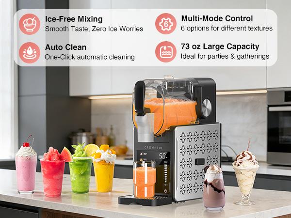 [Gift for Party] CROWNFUL Slushie Machine, 100oz Frozen Drink Maker&Soft Serve Ice Cream Machine, No Ice Needed, Slushy Machine for Home with 6 Preset Programs&Auto-Clean, for Frozen Margaritas, Frappés, Milkshakes&More