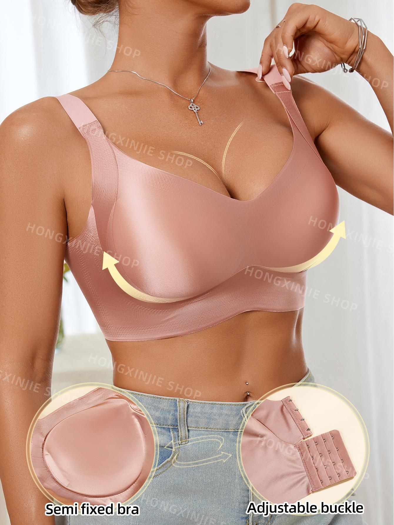 3pcs Women's Solid breasted Adjustable Wireless Bra, Womenswear Lingerie for All Seasons Valentine's Day, girl bra,Soft Comfortable Breathable Ribbed Push Up Seamless Bra, gift