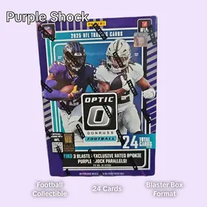 Panini Donruss Optic Football Blaster Box 2025 Purple Shock Parallels 24 Cards NFL Trading Cards for Collectors