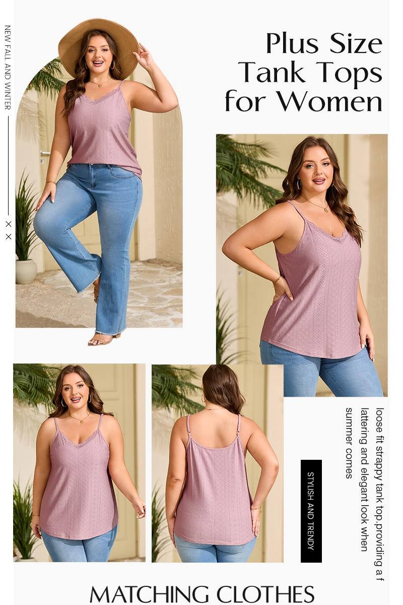 Eytino Plus Size Tank Tops for Women Summer Casual Spaghetti Strap Sleeveless Camisole Shirts(1X-5X)