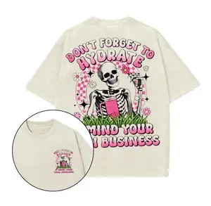 Don't Forget to Hydrate Printed Gym Shirt, Gym Shirt, Graphic Gym Shirt, Vintage Washed Tee Conton, Gym Shirt Women-women's shirt