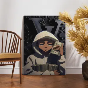 'Money Stack' Poster Wall Decor Canvas Print, Anime And Hip-Hop Art Decor, Hip-Hop Fan & Gen Z Boy And Girl Bedroom Office Home Dorm Decor, Perfect Anime Gen Z Gifts