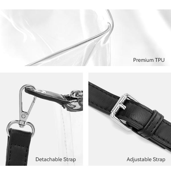 BOSTANTEN Clear Bag for Stadium Approved Small Crossbody Purse Handbags for Concerts Sports Events Leather